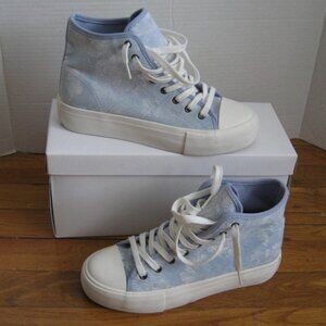 AE American Eagle High Top Platform Denim Sneaker, Blue, Size 7M
